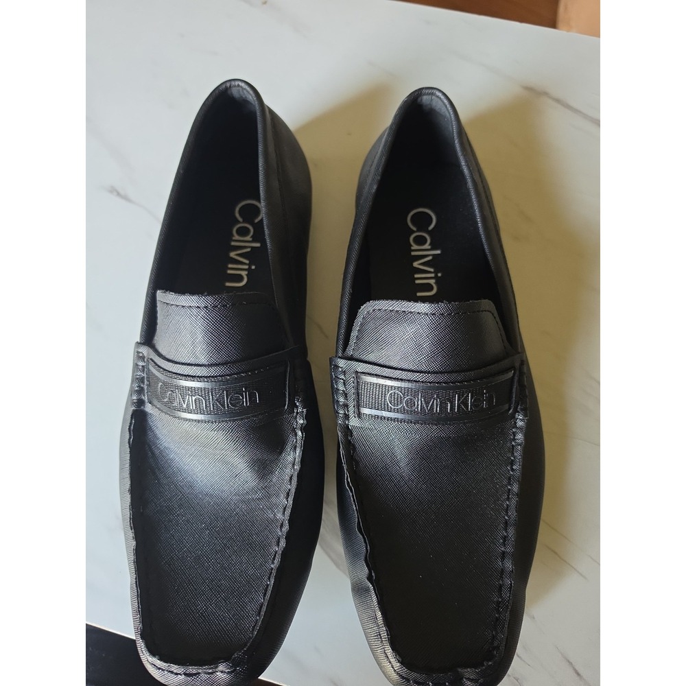 Calvin Klein Men's Merve Black Saffiano Leather Driving Loafers Shoes Size 12 US